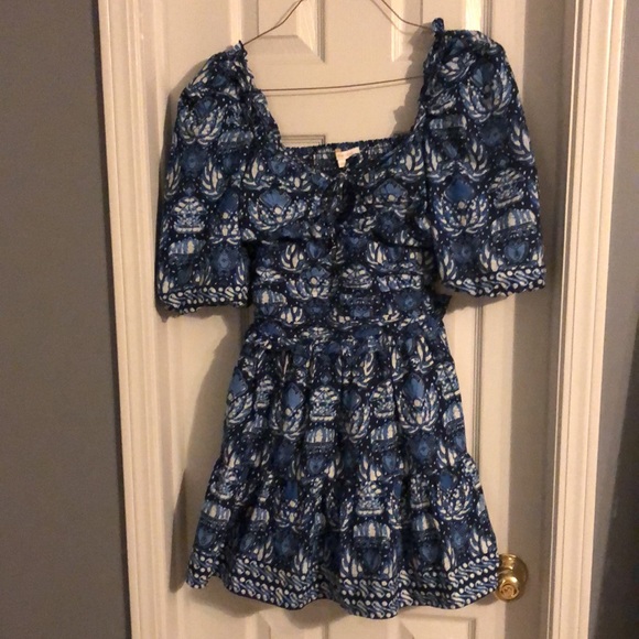 Love the Label Anthropologie Puff Sleeve Cassie Mini Dress in Butterfly Blue - Picture 8 of 16